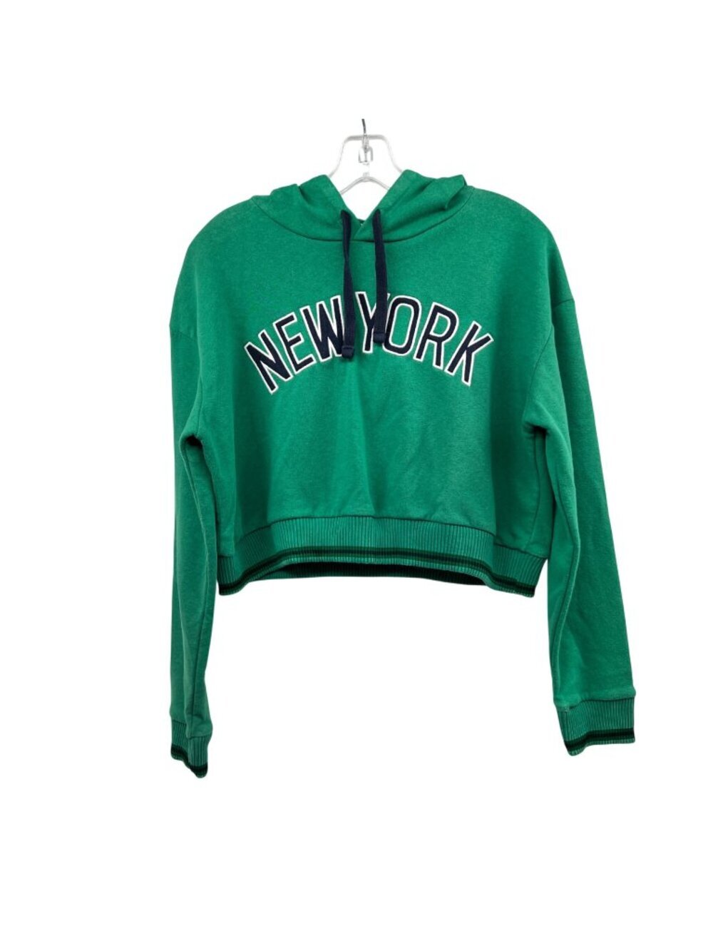 New York Womens Cropped Hoodie Torkia Gifts Green/Multi Size Medium